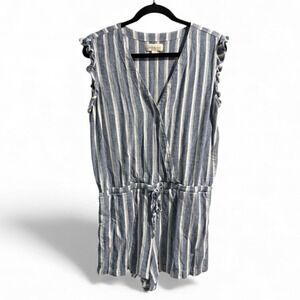 Cloth &‎ Stone Blue & White Striped Romper- Size Medium